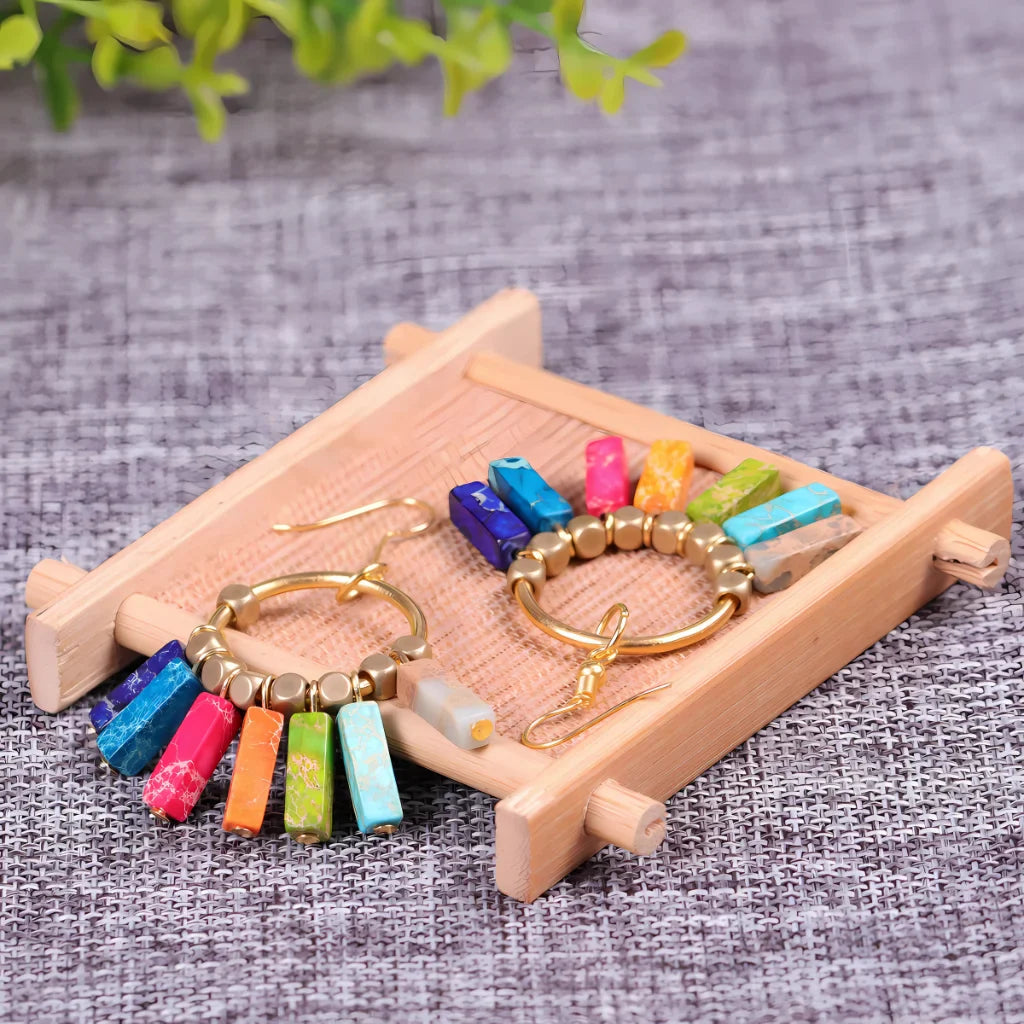 BOHO EARRINGS FOR WOMEN WITH NATURAL EMPEROR STONE - earrings