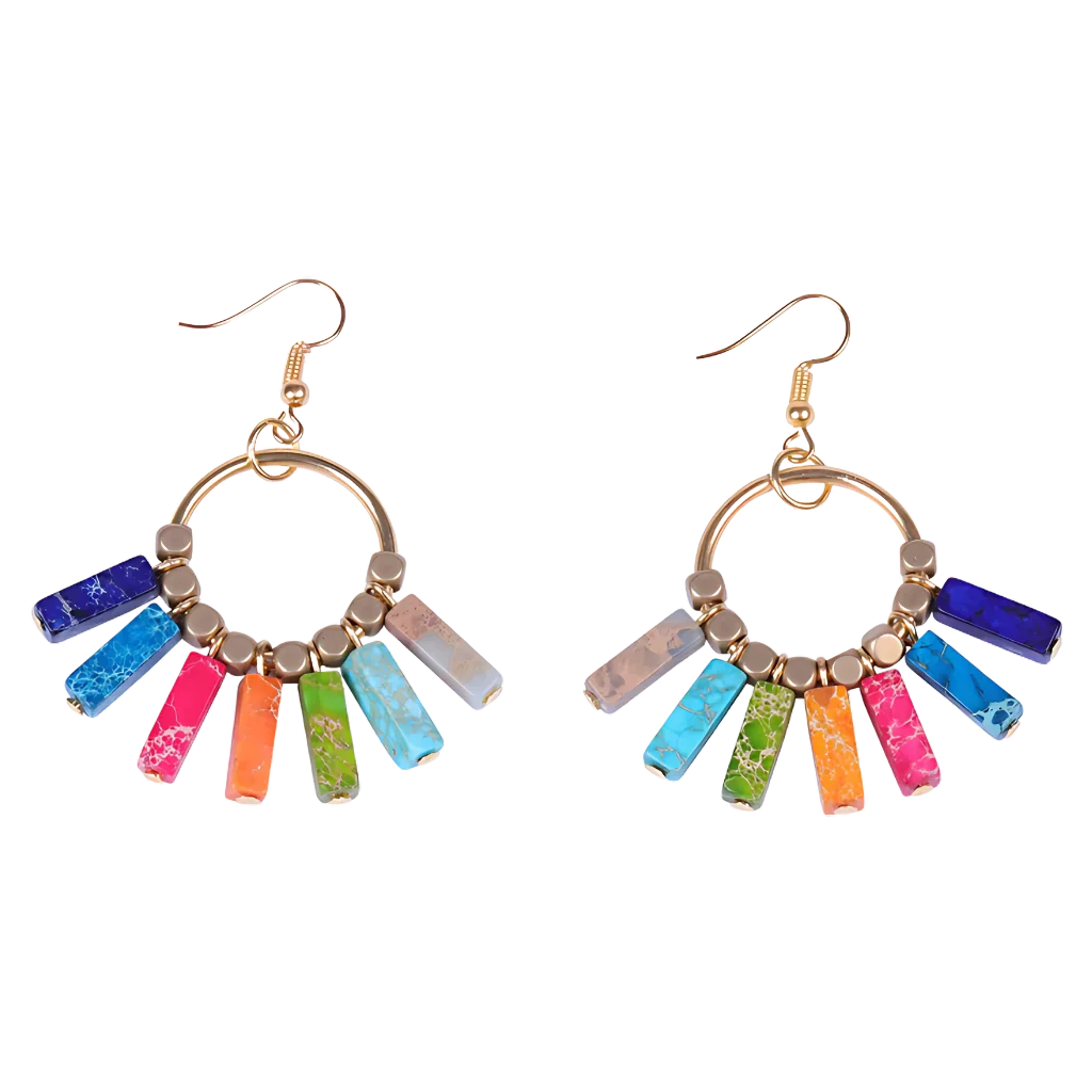 BOHO EARRINGS FOR WOMEN WITH NATURAL EMPEROR STONE - Set A - earrings