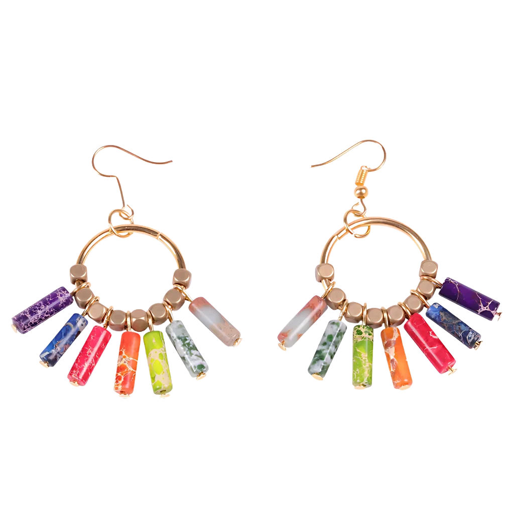 BOHO EARRINGS FOR WOMEN WITH NATURAL EMPEROR STONE - Set B - earrings