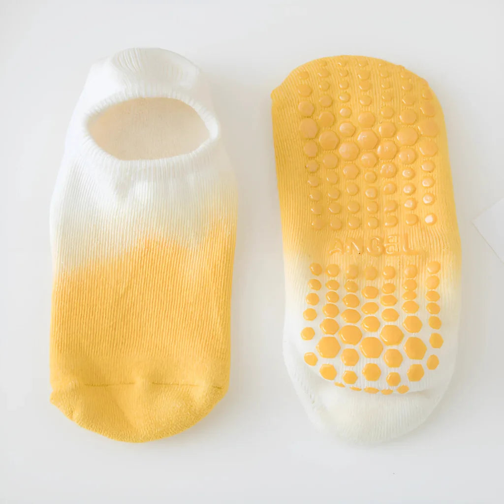 CHILDREN NON SLIP TIE DYE YOGA SOCKS FOR FITNESS - Gradient Yellow / Free Size - Yoga Socks