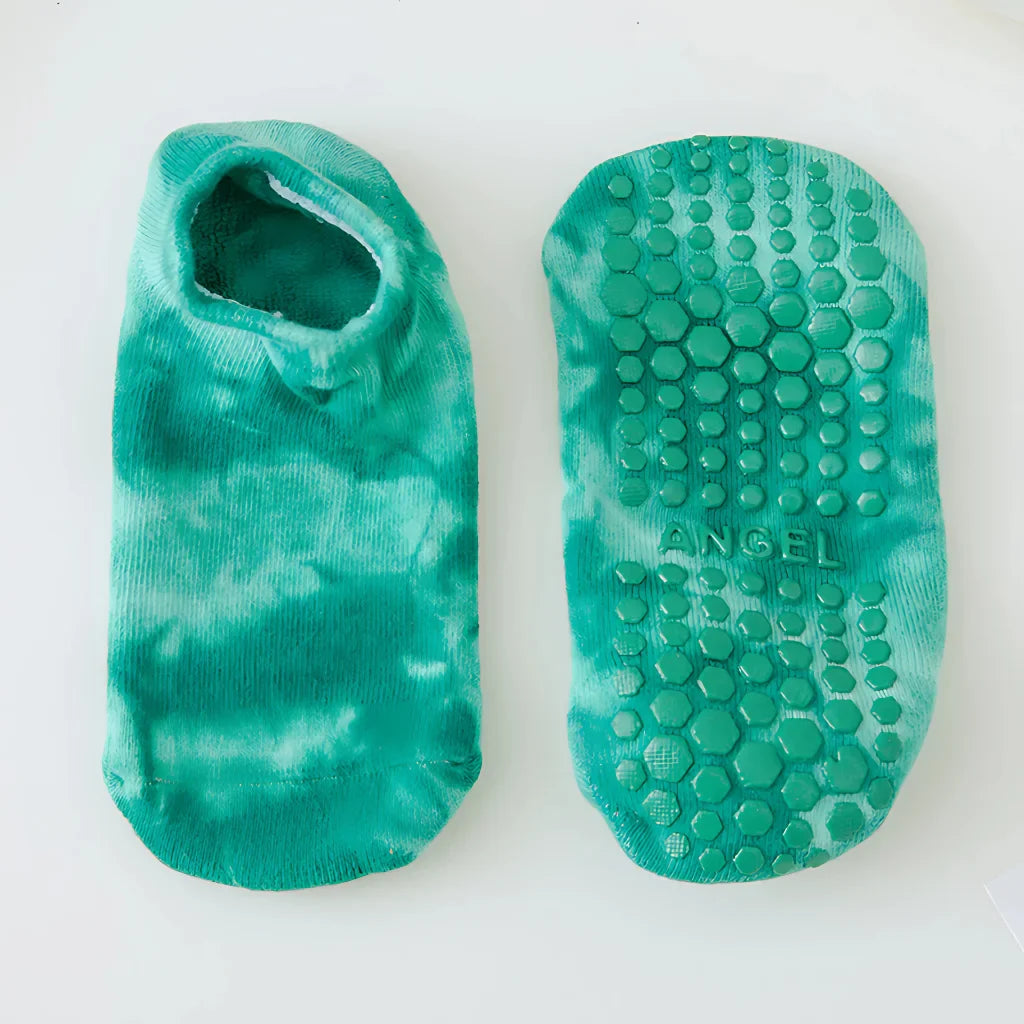 CHILDREN NON SLIP TIE DYE YOGA SOCKS FOR FITNESS - Tie Dyed Green / Free Size - Yoga Socks
