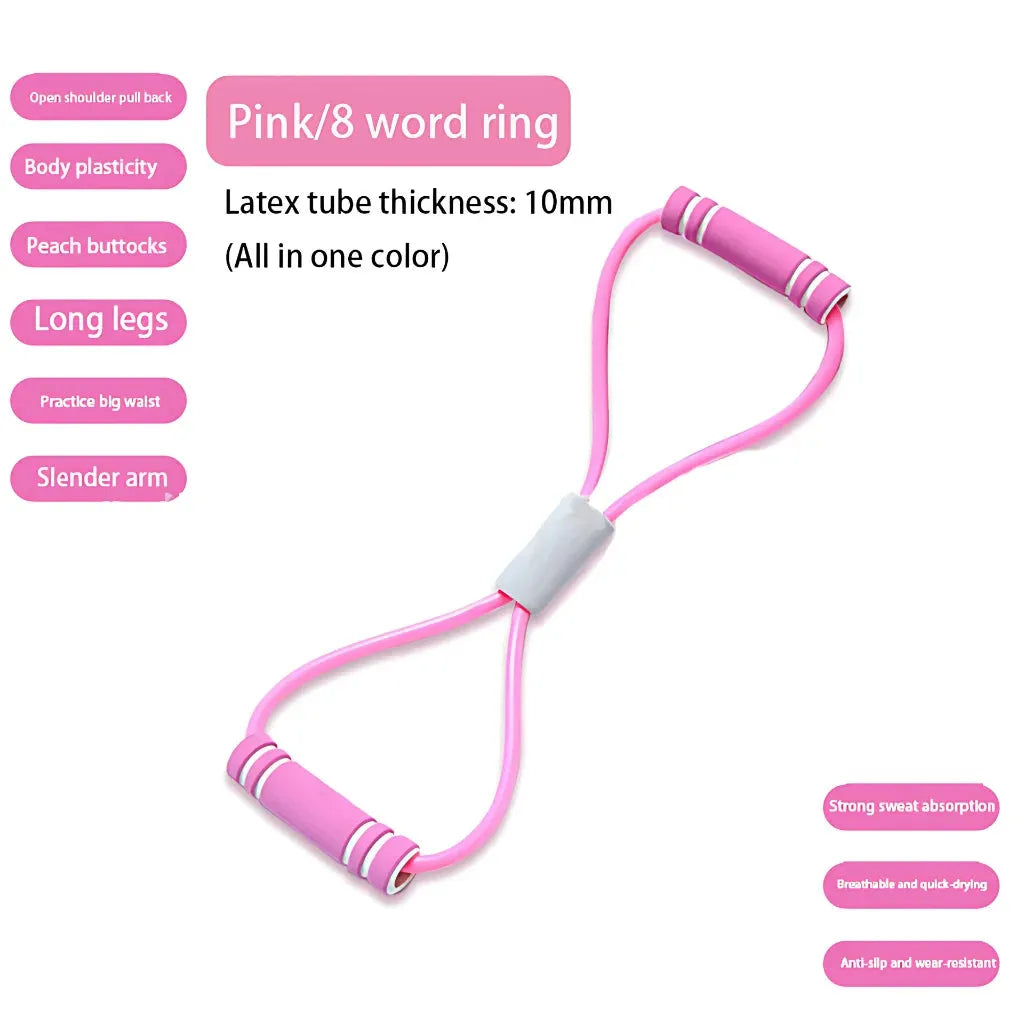 Figure 8 Resistance Band For Posture And Strength - Pink 8 word ring - Yoga Resistance Band