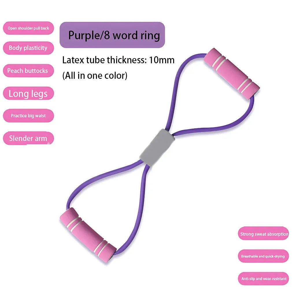 Figure 8 Resistance Band For Posture And Strength - Purple 8 word ring - Yoga Resistance Band