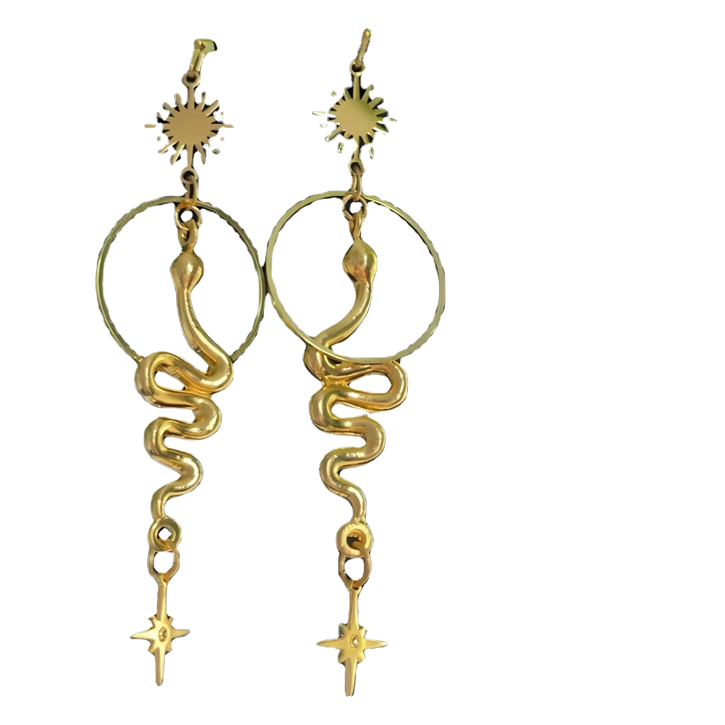 GOLD SNAKE BOHO EARRINGS FOR WOMEN WITH MYSTICAL CHARM - Gold - earrings