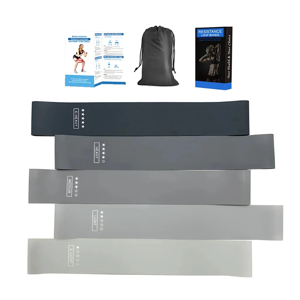 Gradient PT Resistance Bands For Full Body Training - Gradient Gray Black 5 Pack