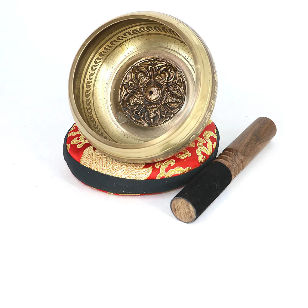 HANDMADE SINGING BOWL FOR MEDITATION & HEALING - Flat bottom / 14.8cm - sound bowl
