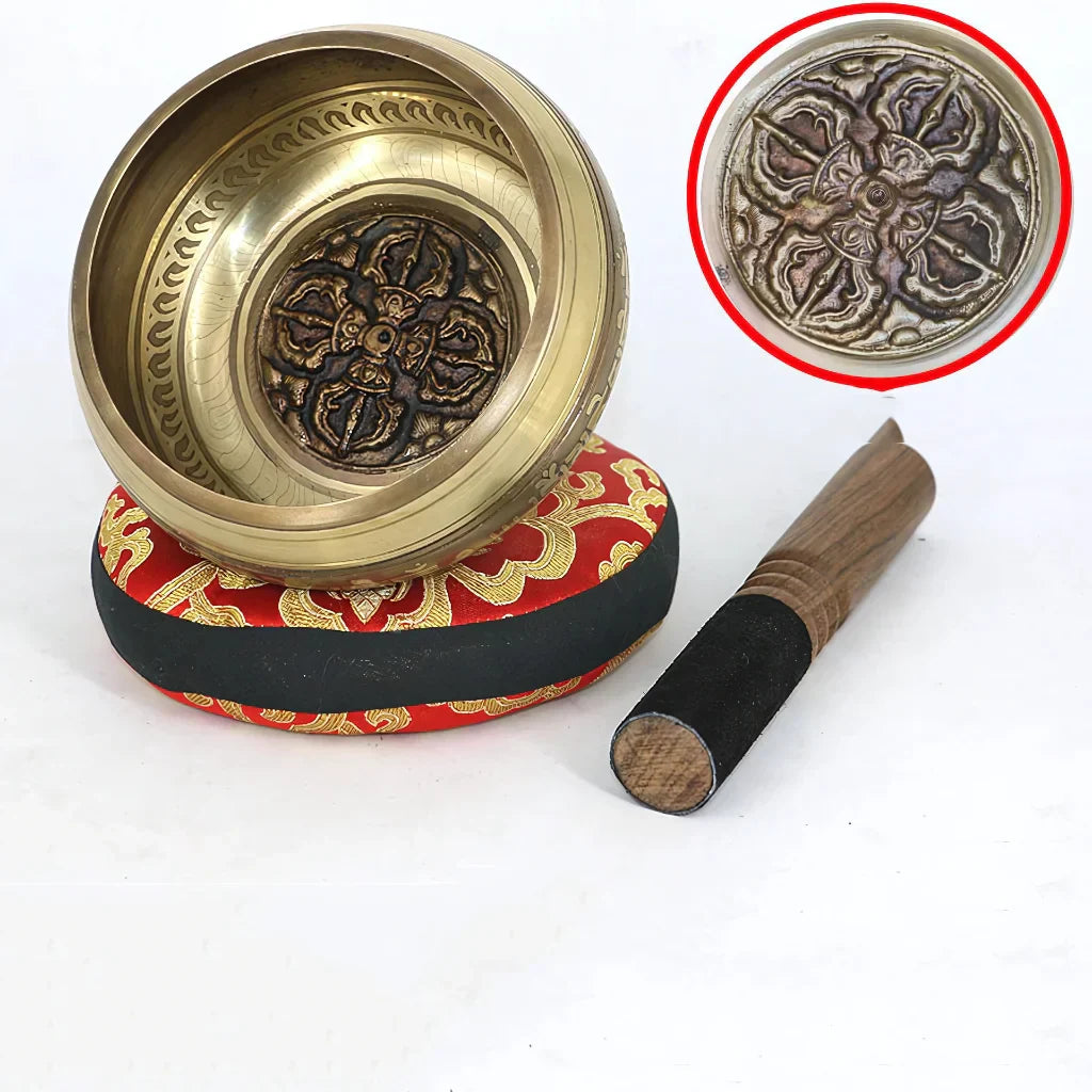 HANDMADE SINGING BOWL FOR MEDITATION & HEALING - Flat bottom cross / 13cm - sound bowl