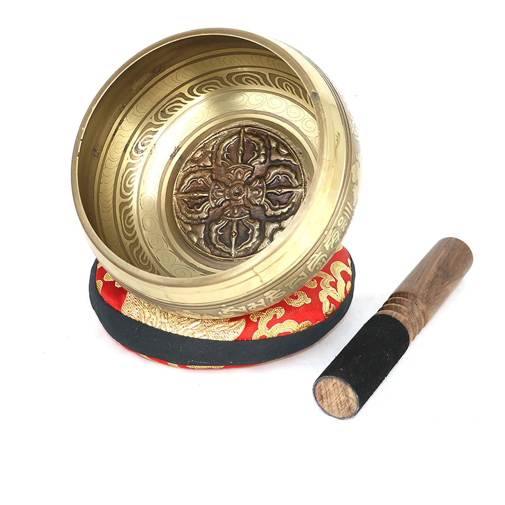 HANDMADE SINGING BOWL FOR MEDITATION & HEALING - Flat bottom cross / 14.8cm - sound bowl