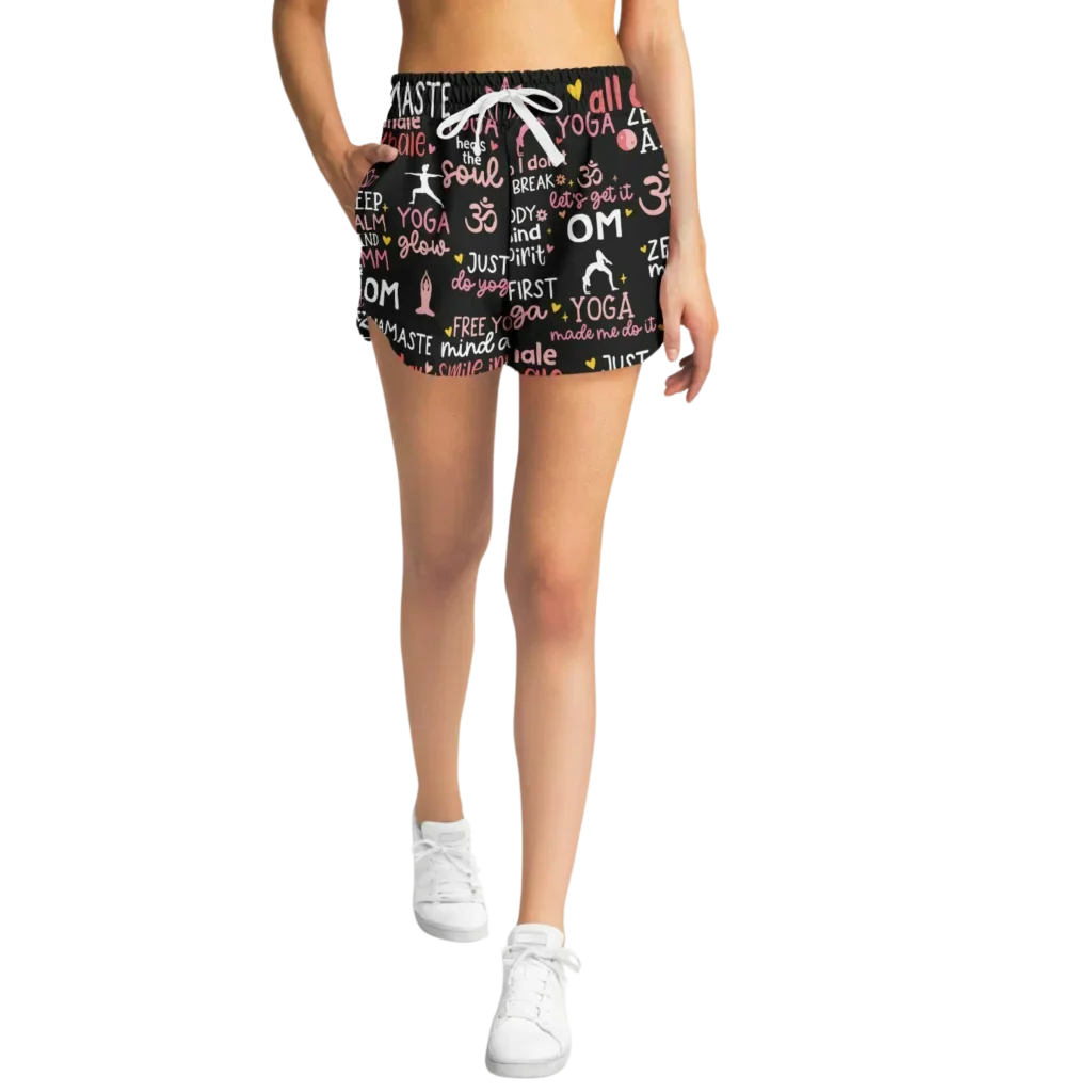 Loose Shorts Yoga With Inspirational Quote Print