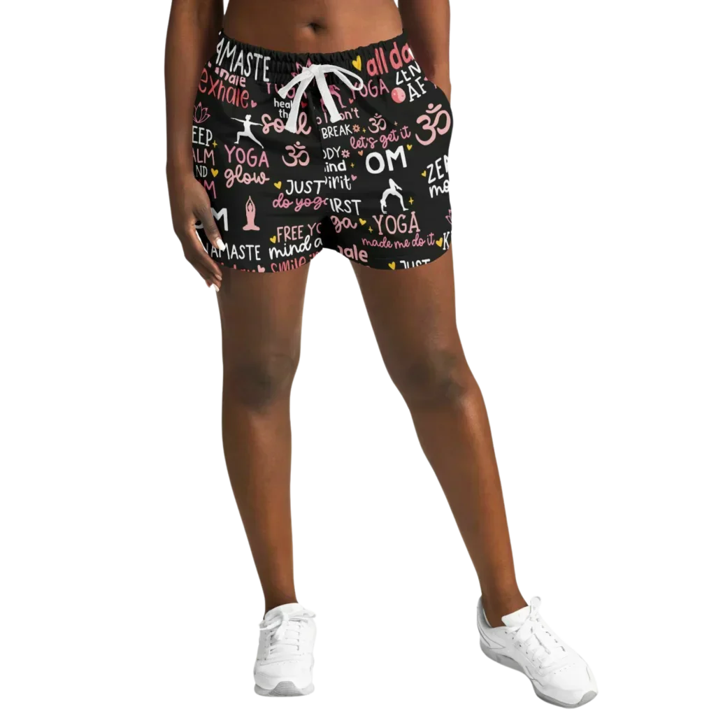 Loose Shorts Yoga With Inspirational Quote Print