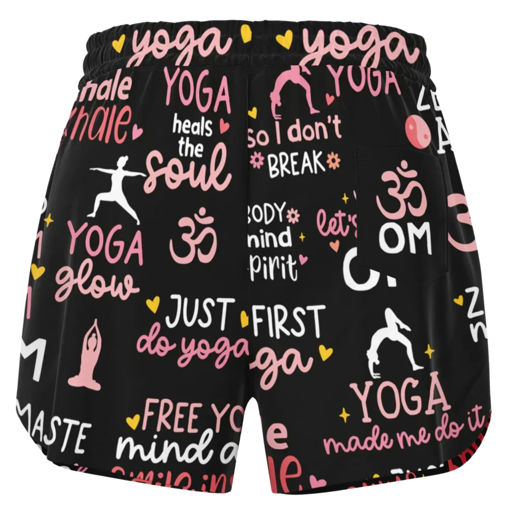 Loose Shorts Yoga With Inspirational Quote Print