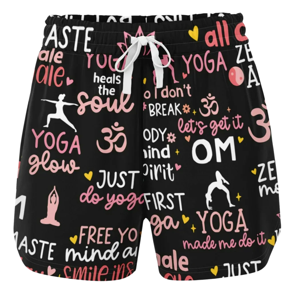 Loose Shorts Yoga With Inspirational Quote Print
