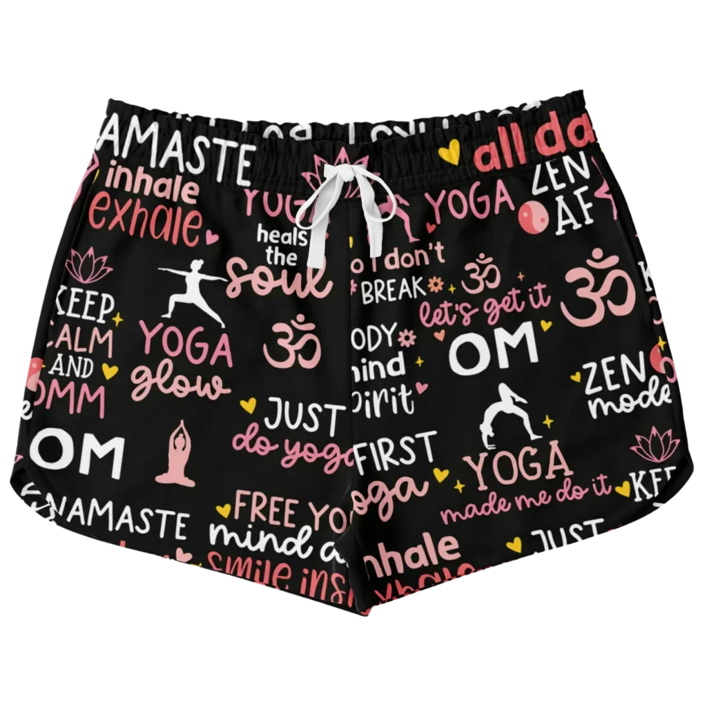 Loose Shorts Yoga With Inspirational Quote Print - XS