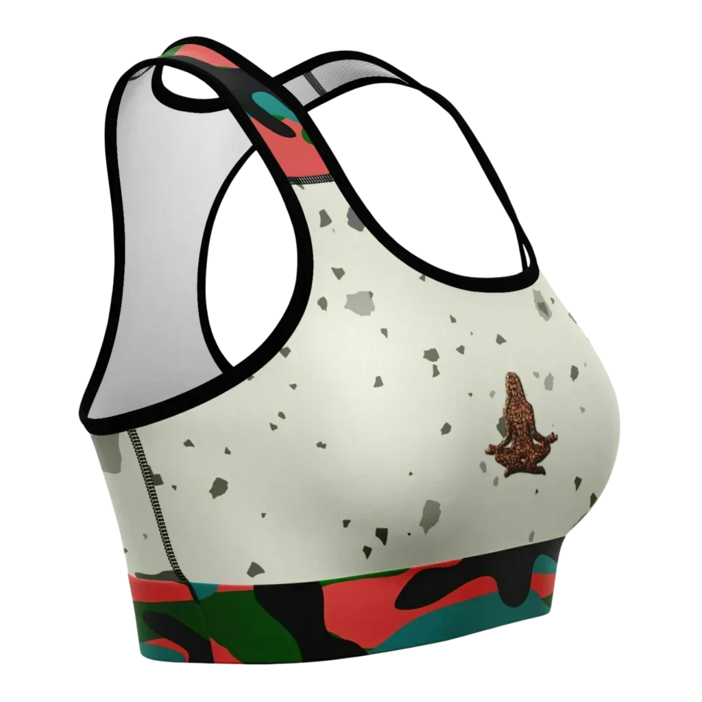 Marble Shade Yoga Sports Bra With Camouflage Straps - Sports Bra - AOP