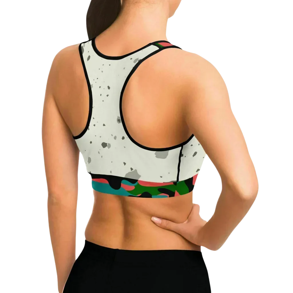 Marble Shade Yoga Sports Bra With Camouflage Straps - Sports Bra - AOP