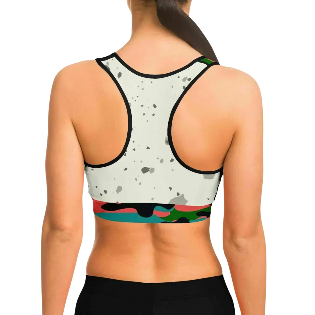 Marble Shade Yoga Sports Bra With Camouflage Straps - Sports Bra - AOP
