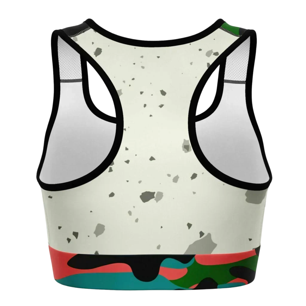 Marble Shade Yoga Sports Bra With Camouflage Straps - Sports Bra - AOP