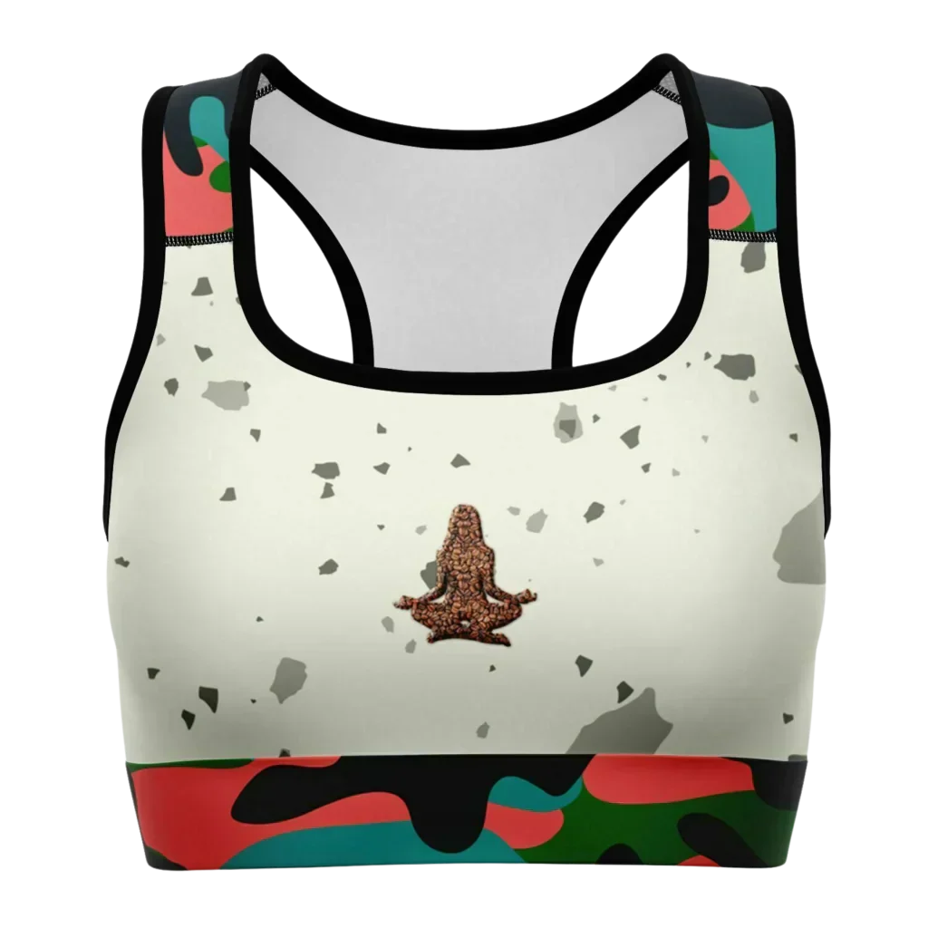 Marble Shade Yoga Sports Bra With Camouflage Straps - XS - Sports Bra - AOP
