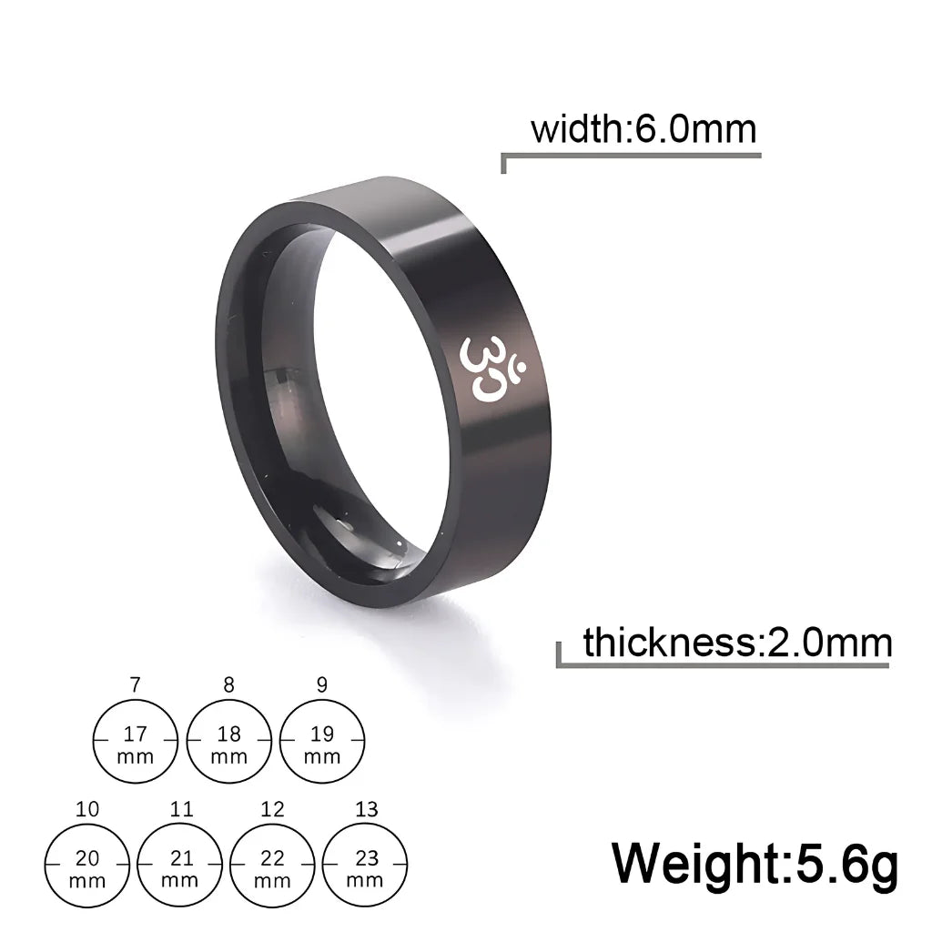 MINIMALIST BOHEMIAN JEWELRY RINGS FOR YOGA ENTHUSIASTS - Black 6mm / No 10 - Boho ring