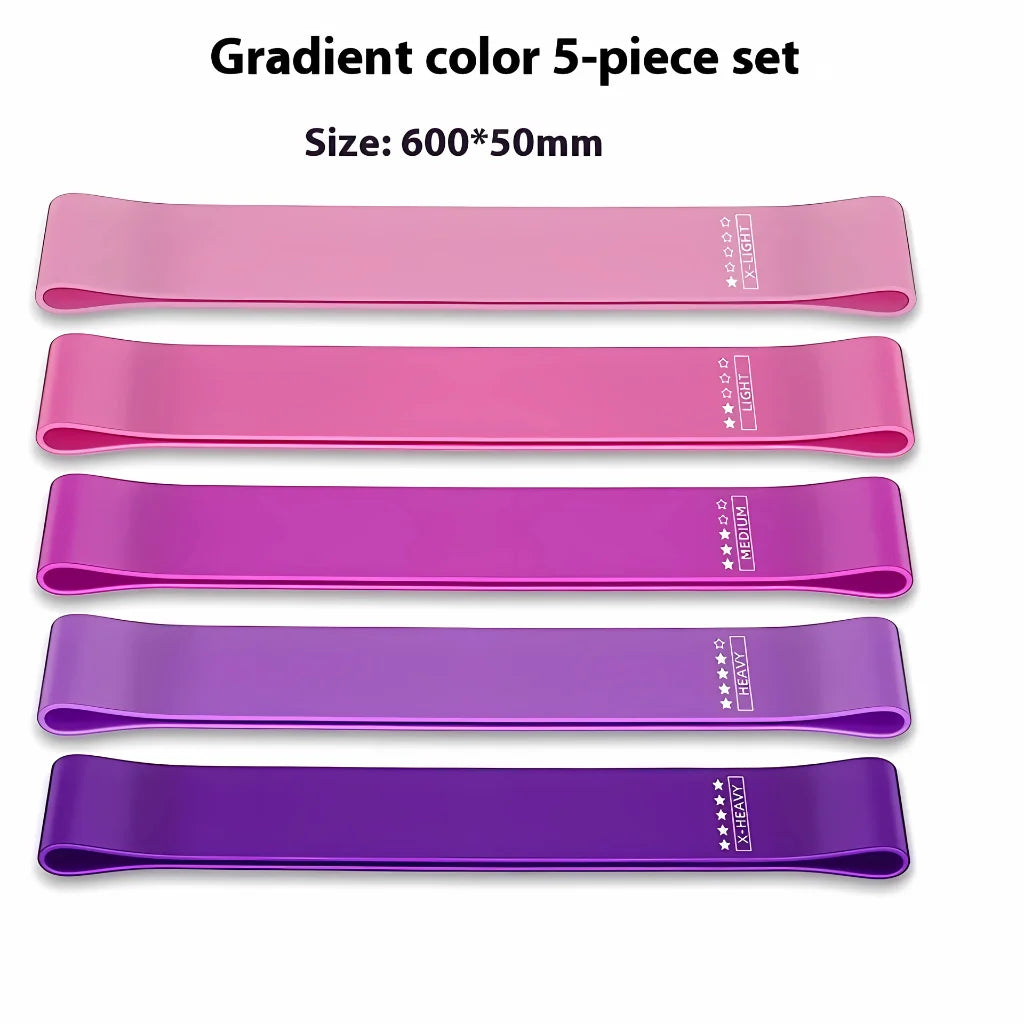 Multicolor Resistance Band Set For Full Body - Gradient Color 5PCs 600x50mm - Yoga Resistance Band