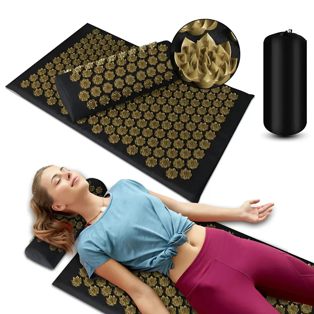 PREMIUM ACUPRESSURE MAT AND PILLOW SET FOR DEEP RELAXATION - acupressure mat