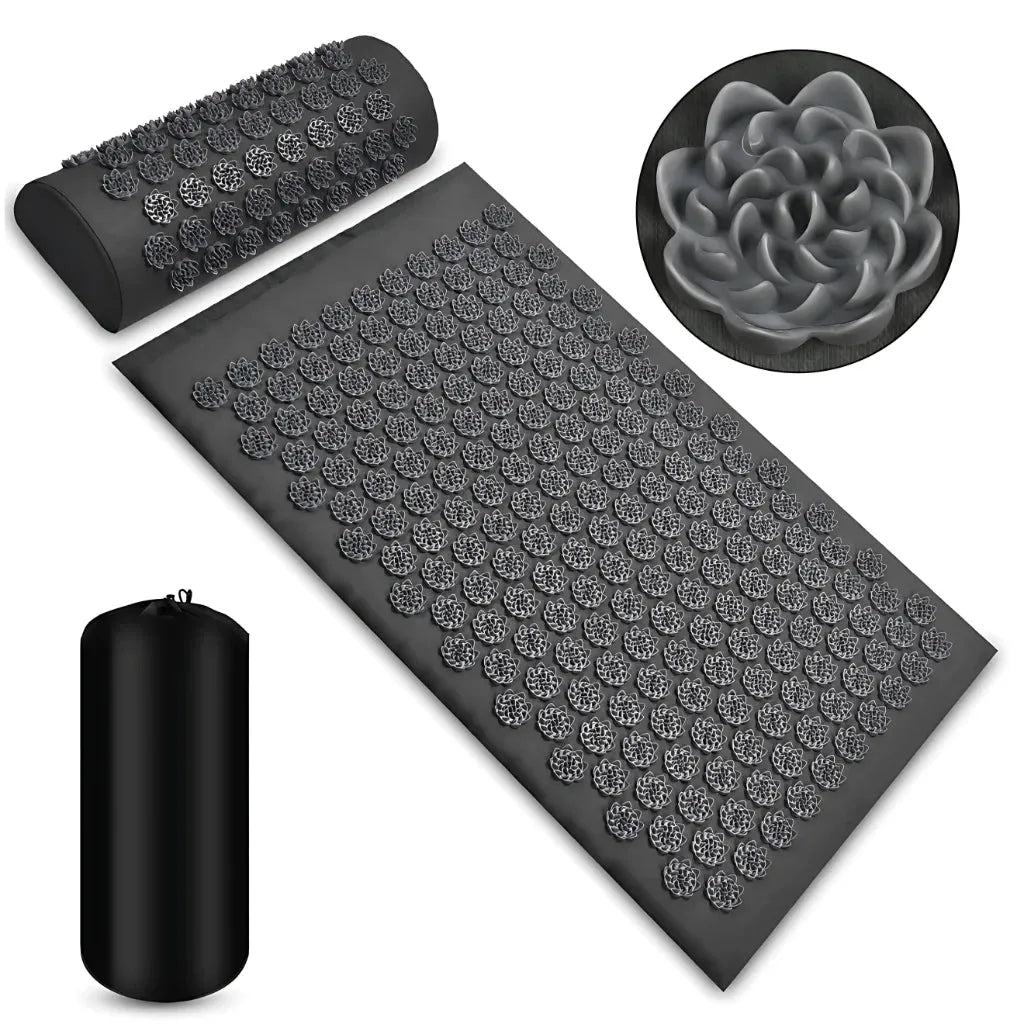 PREMIUM ACUPRESSURE MAT AND PILLOW SET FOR DEEP RELAXATION - Dark gray - acupressure mat