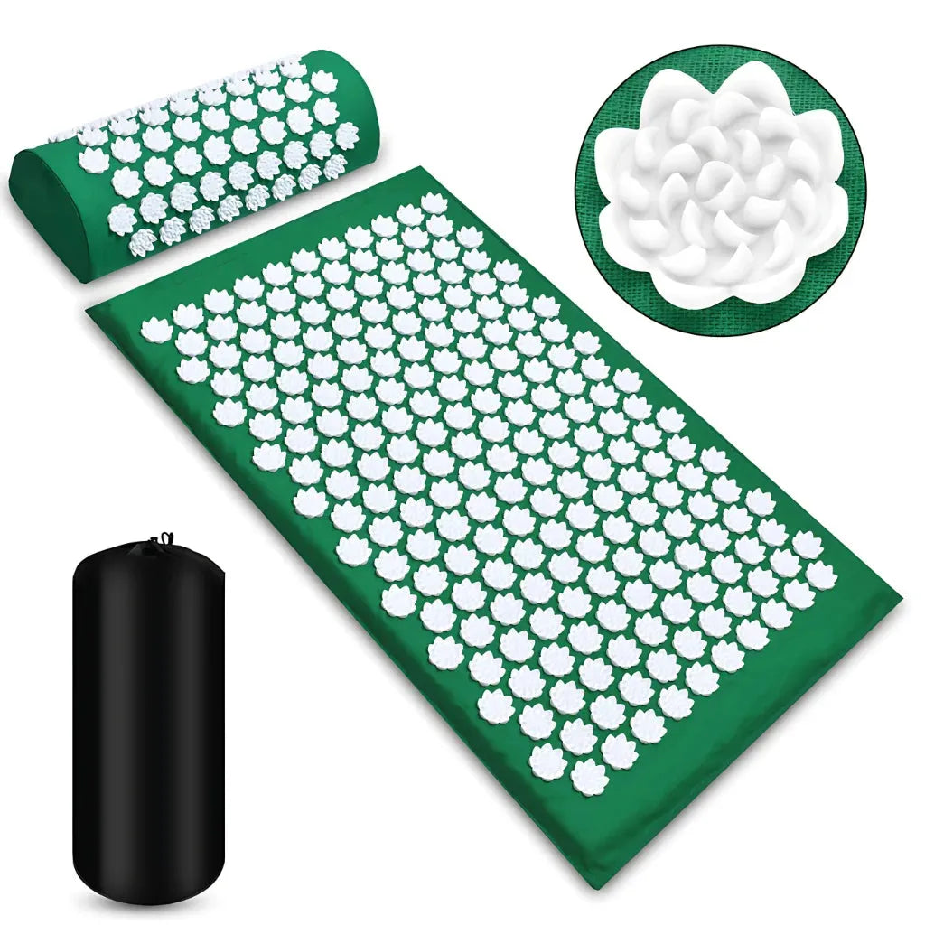 PREMIUM ACUPRESSURE MAT AND PILLOW SET FOR DEEP RELAXATION - Green - acupressure mat