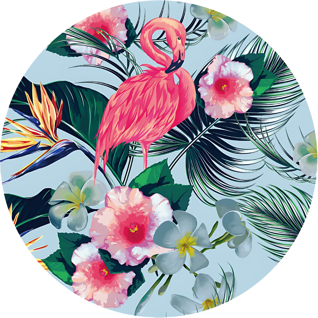 PREMIUM LARGE ROUND YOGA MAT WITH CUSTOM THICKNESS - Flamingo / 1400X1.5mm - Round Yoga Mats