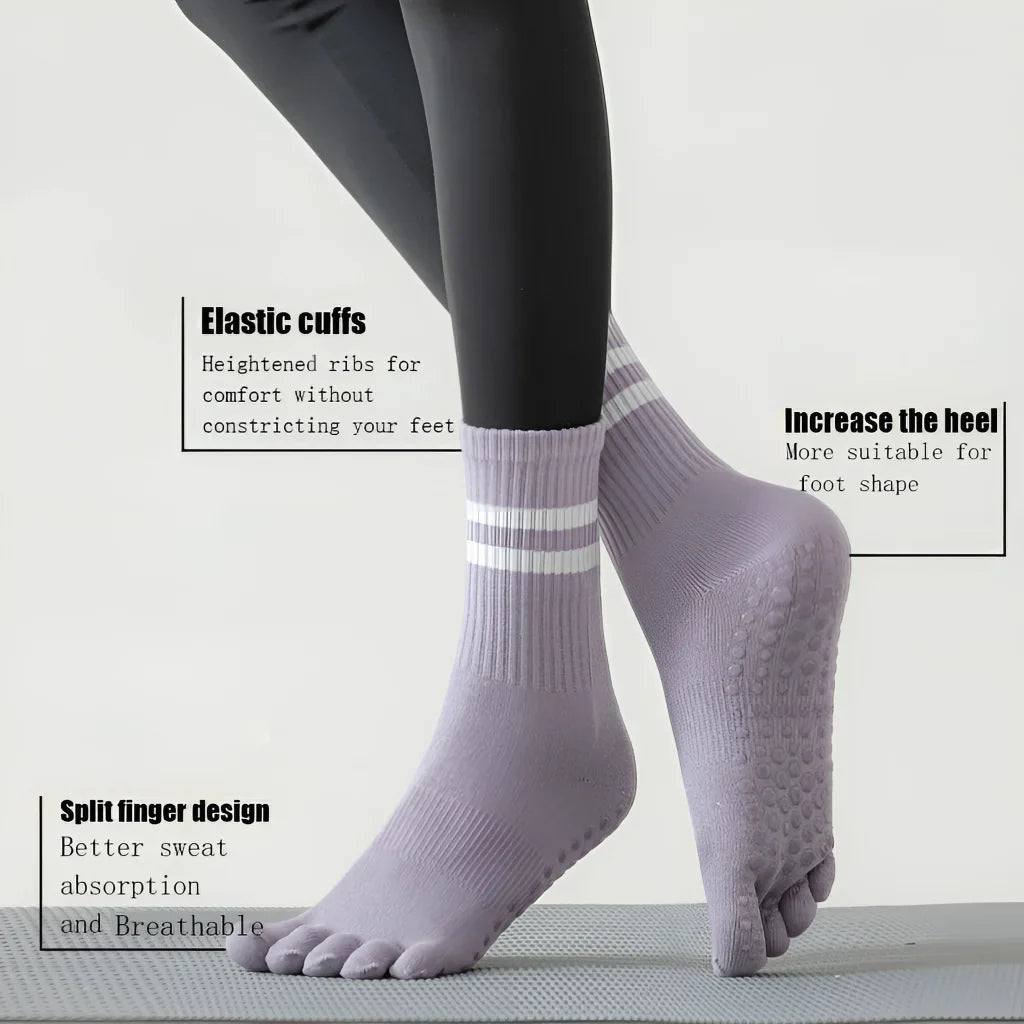 PREMIUM NON SLIP COTTON YOGA SOCKS FOR WOMEN - 8 Pairs - Yoga Socks