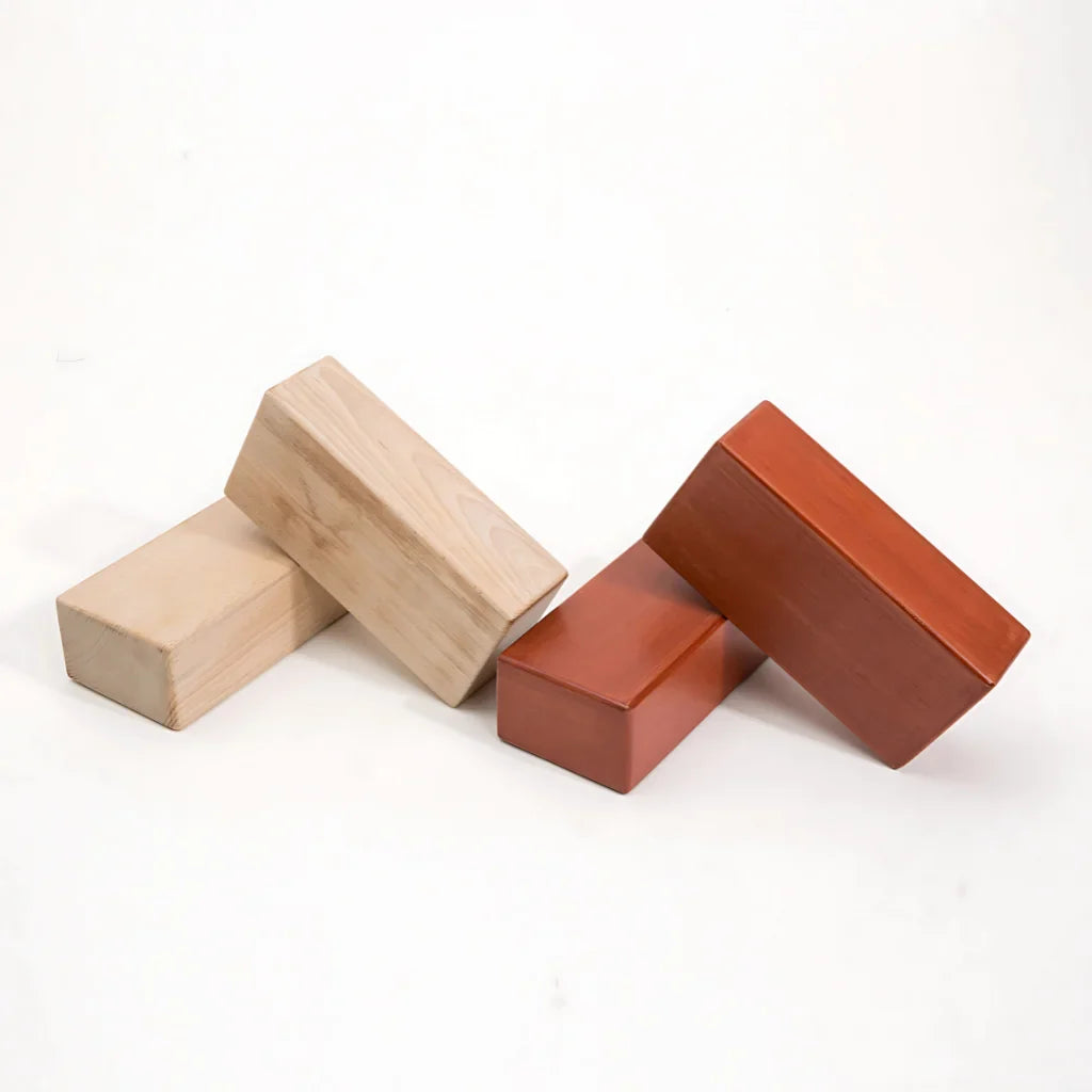 PREMIUM SOLID WOOD YOGA BLOCK FOR BALANCE & STABILITY - Red - yoga block