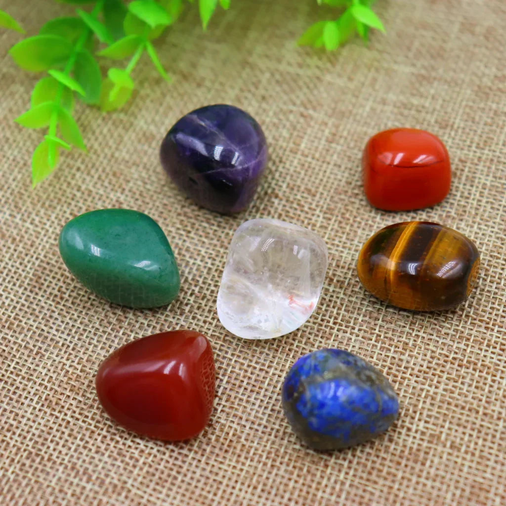 RAINBOW RAW TUMBLED STONES FOR CHAKRA ALIGNMENT - Set - Tumbled Stones