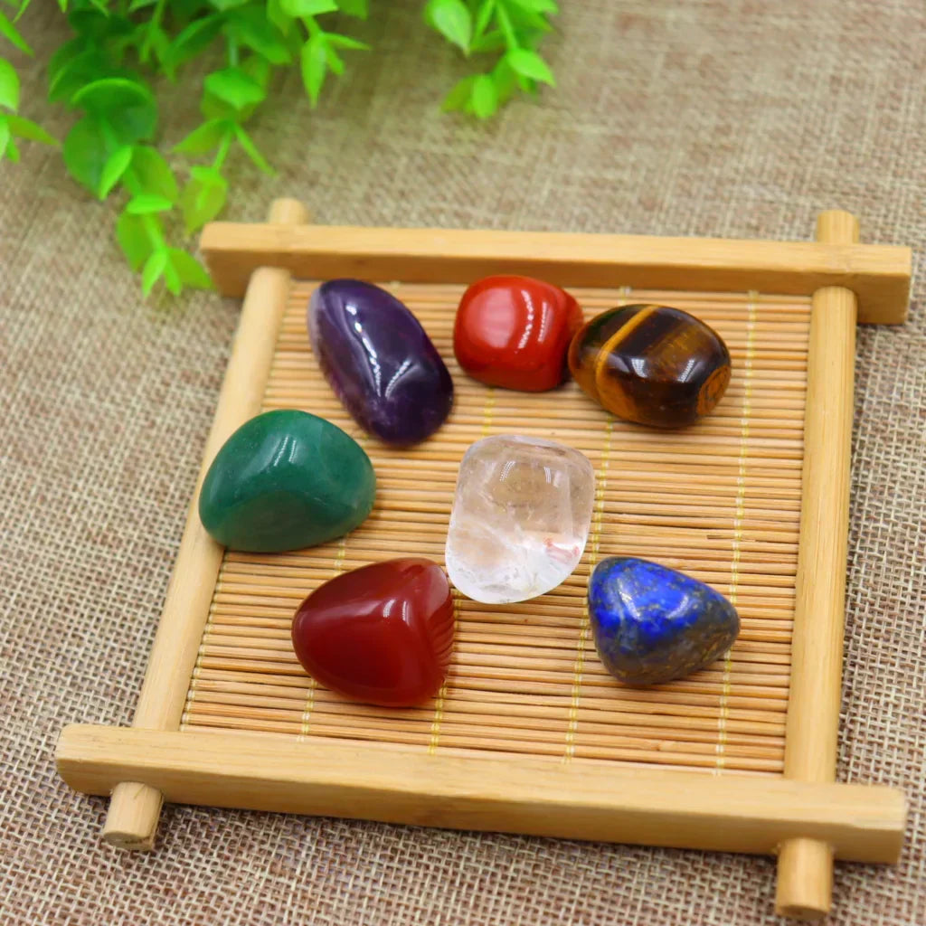 RAINBOW RAW TUMBLED STONES FOR CHAKRA ALIGNMENT - Set - Tumbled Stones