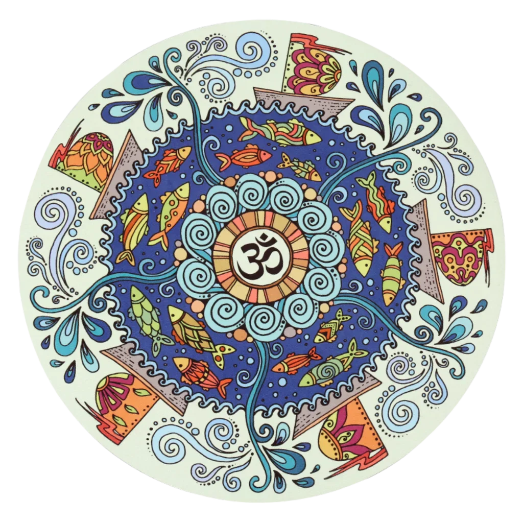 ROUND YOGA MAT BOHO SACRED SYMBOL NON-SLIP DESIGN - Style