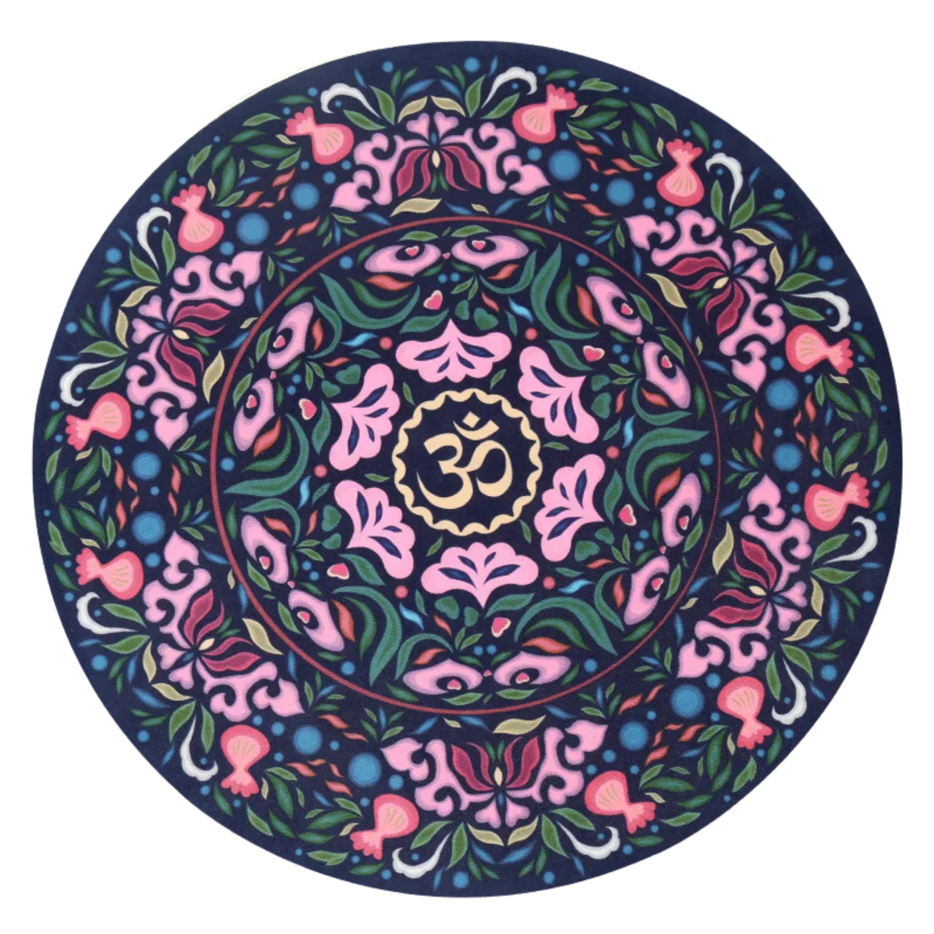 ROUND YOGA MAT BOHO SACRED SYMBOL NON-SLIP DESIGN - Style B