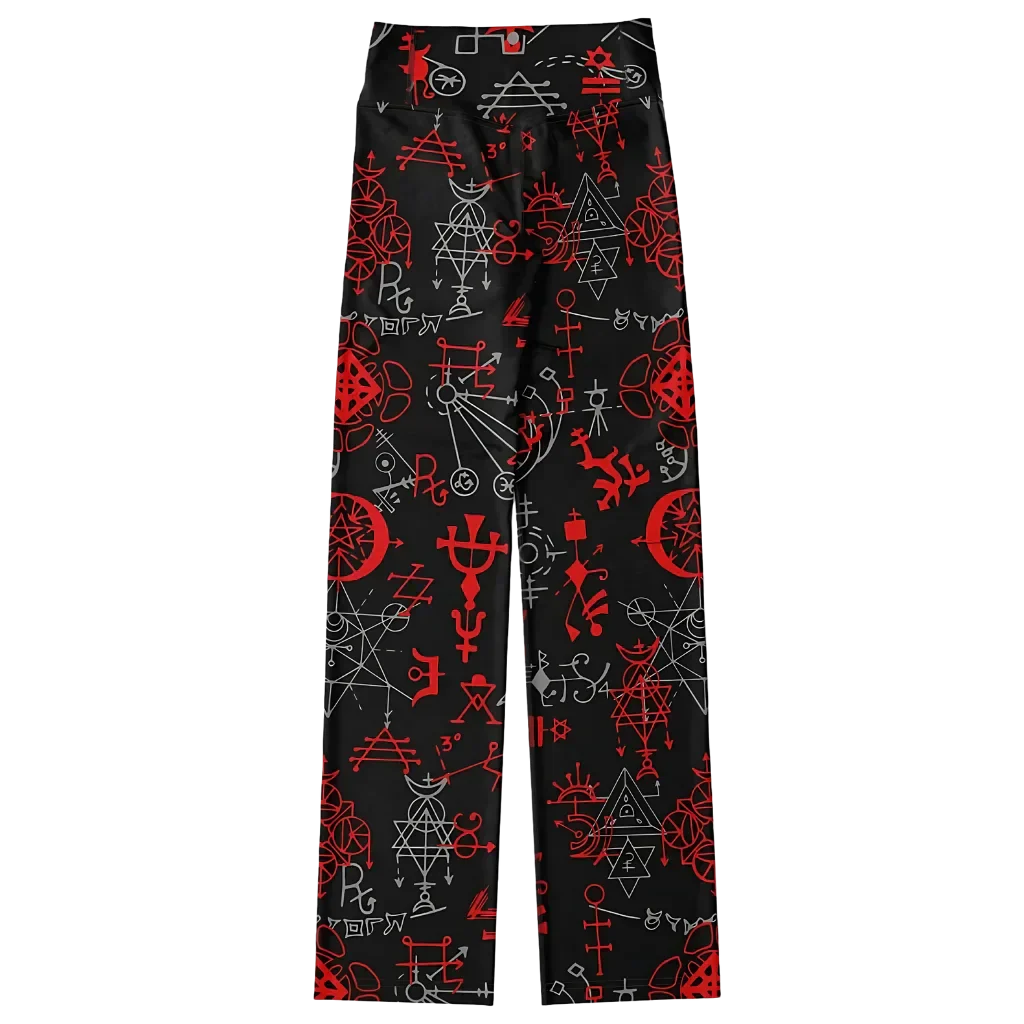 SACRED GEOMETRY SYMBOLS BOOTCUT LEGGINGS WITH HIDDEN POCKET - Flare Leggings - AOP