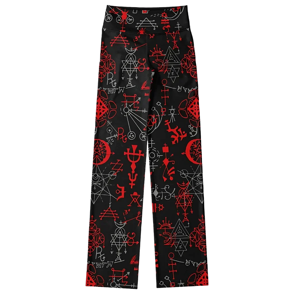 SACRED GEOMETRY SYMBOLS BOOTCUT LEGGINGS WITH HIDDEN POCKET - Flare Leggings - AOP