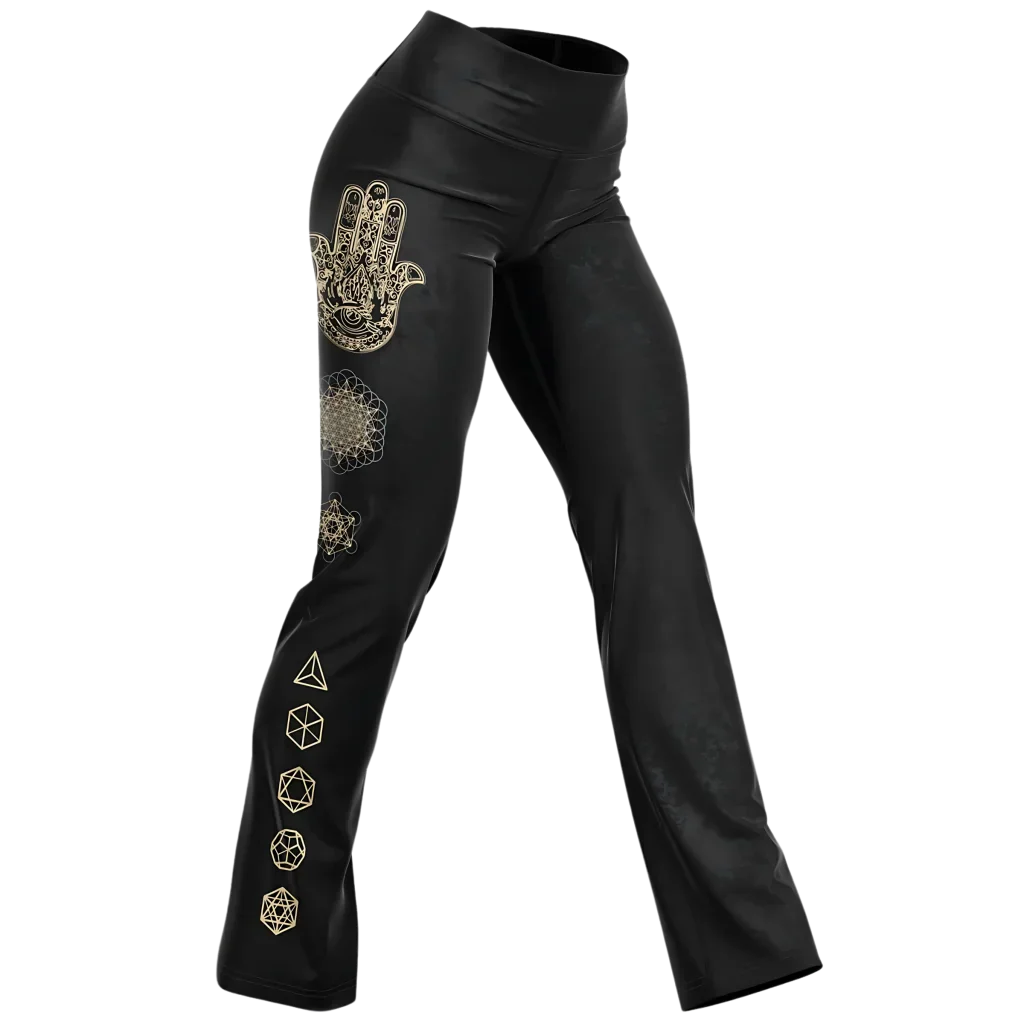 Sacred Symbols Flared Yoga Pants In Star Sky Black - XS