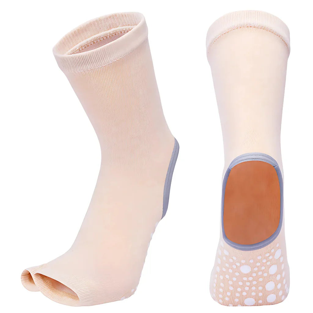 SPLIT TOE JACQUARD YOGA SOCKS FOR WOMEN - Beige - Yoga Socks