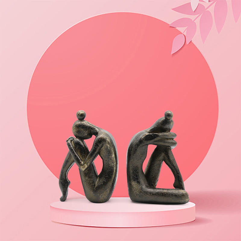 Thinker Yoga Girl Resin Statue Bookstop For Decor