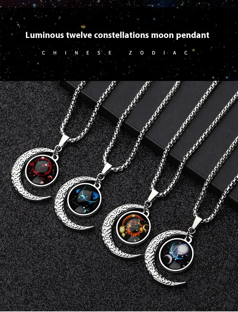 GLOWING ZODIAC NECKLACE WITH PENDANT FOR MEN & WOMEN