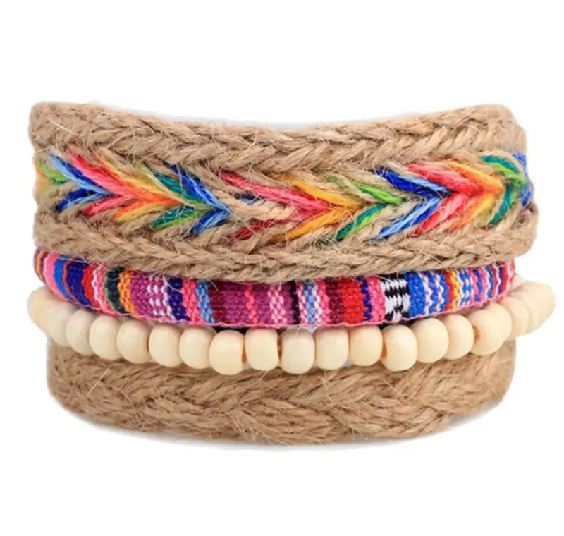 VINTAGE LEATHER BEAD BRACELET FOR MEN & WOMEN