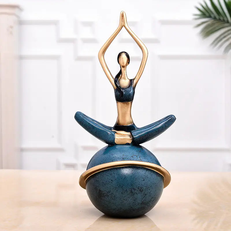 Graceful Soul Hand Painted Resin Yoga Statue Decor