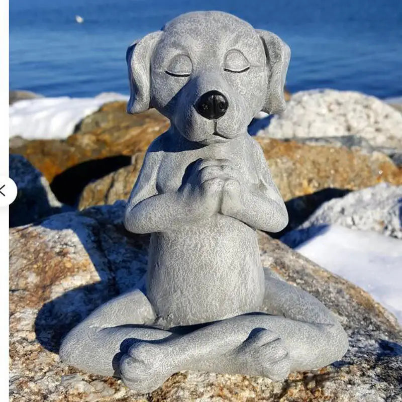 MEDITATION DOG BUDDHA YOGA STATUE FOR PEACEFUL HOME DECOR