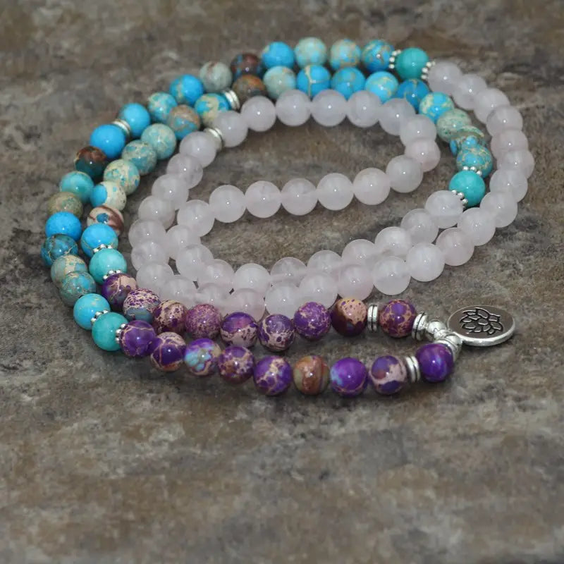 LOTUS PENDANT BEADED WRAP BRACELET FOR SPIRITUAL ENERGY