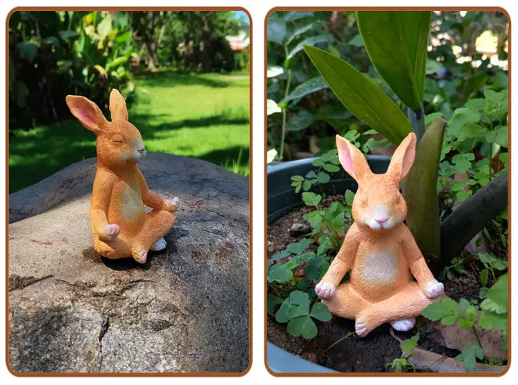 MEDITATION BUNNY AND FROG YOGA STATUES FOR SERENE DÉCOR