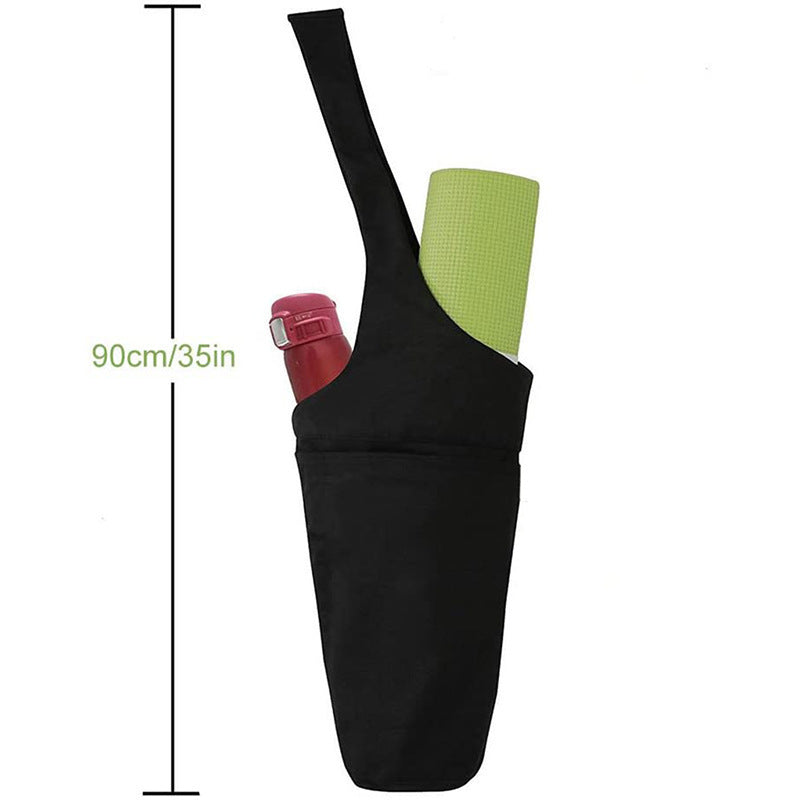 LARGE BLACK CANVAS YOGA MAT BAG WITH MULTIPLE POCKETS