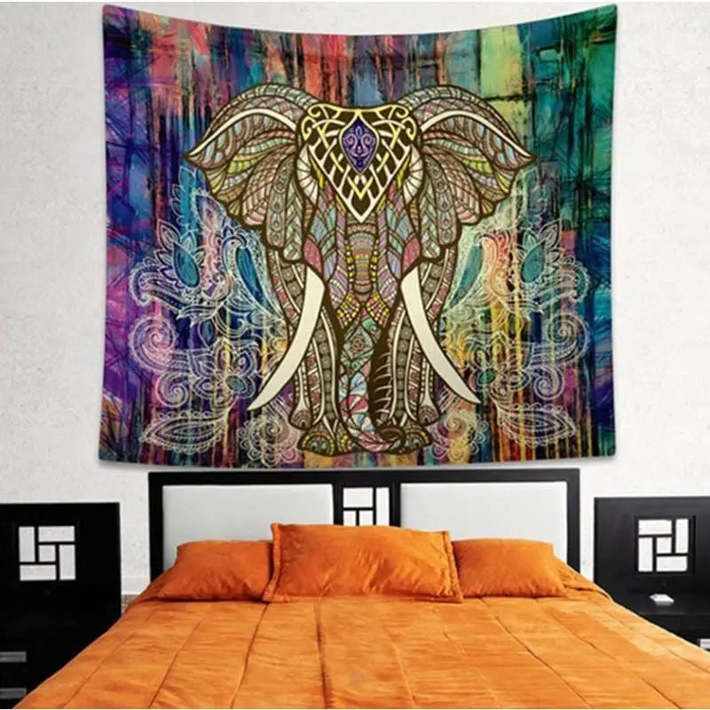 ELEPHANT MANDALA BOHO TAPESTRY WALL HANGING FOR YOGA