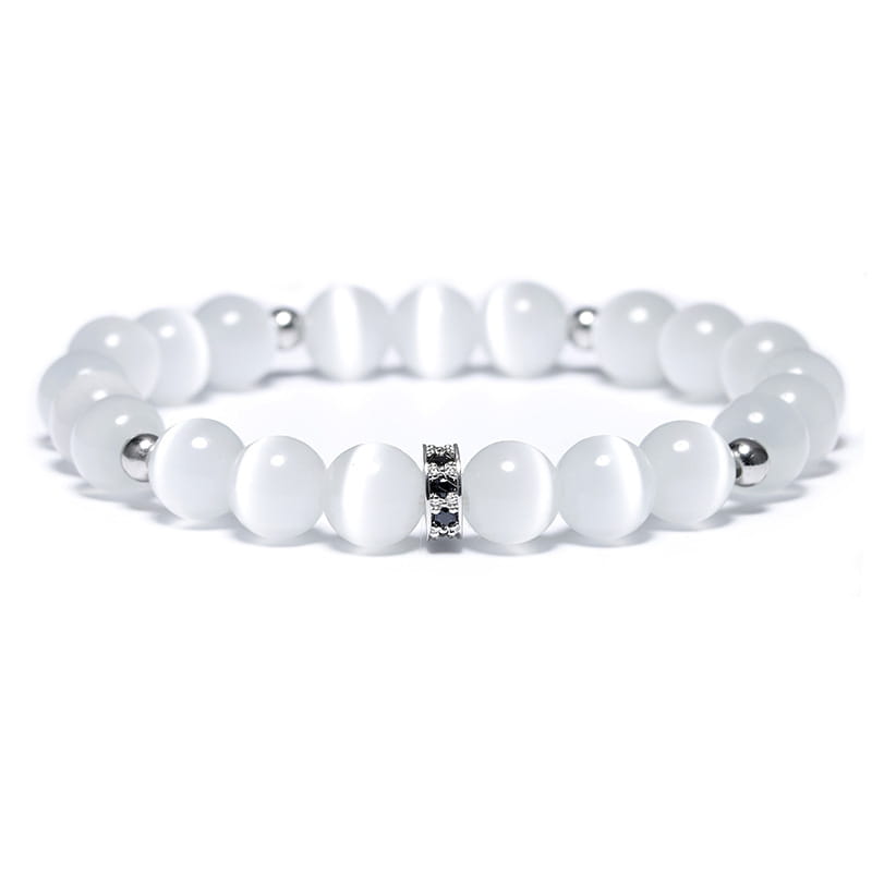 WHITE OPAL GEMSTONE BRACELET FOR SPIRITUAL HEALING & BALANCE