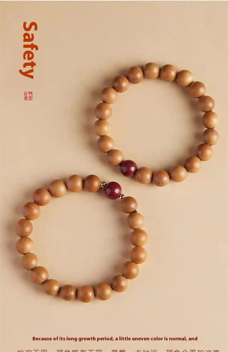 NATURAL PEACH WOOD SPIRITUAL BRACELET FOR WOMEN