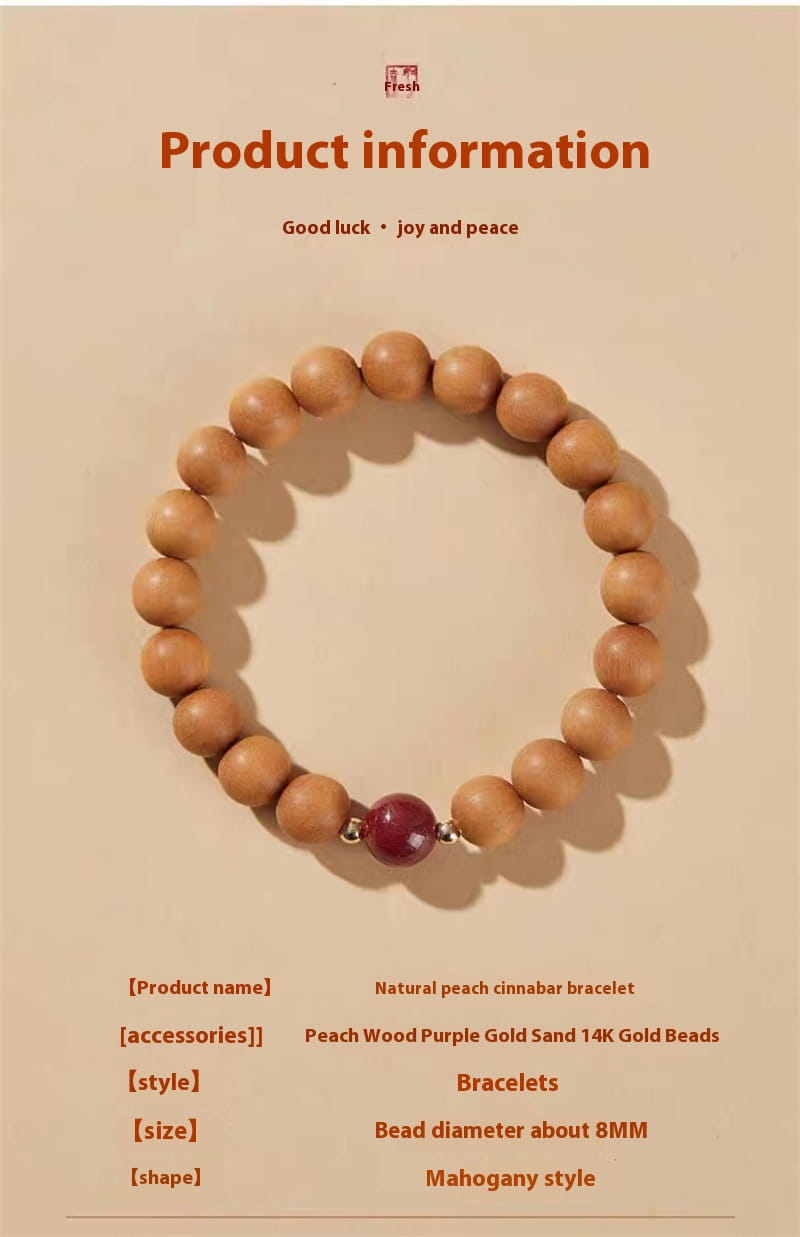 NATURAL PEACH WOOD SPIRITUAL BRACELET FOR WOMEN